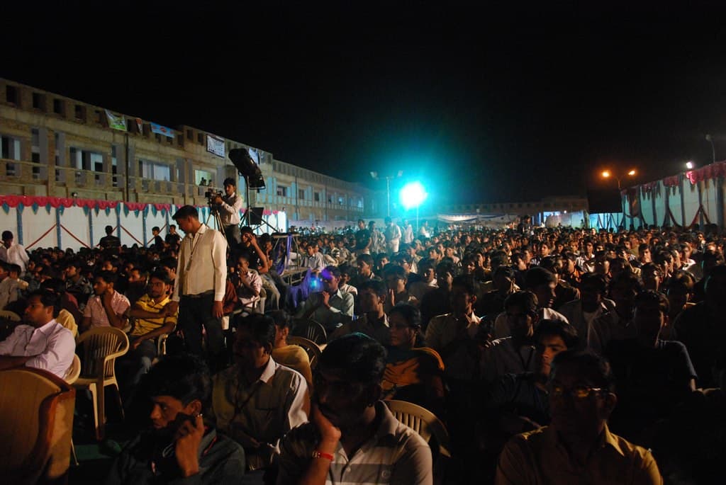A crowd of students at a campus event